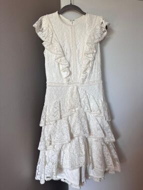 Tadashi Shoji Ivory Lace A- Line Midi Dress